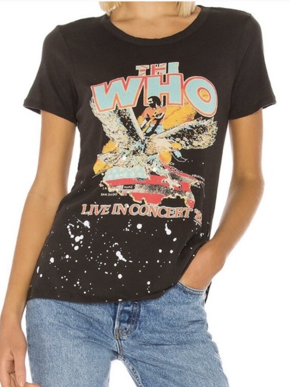 CHASER The Who 82' Graphic Band Tee T-Shirt Black Grey Small